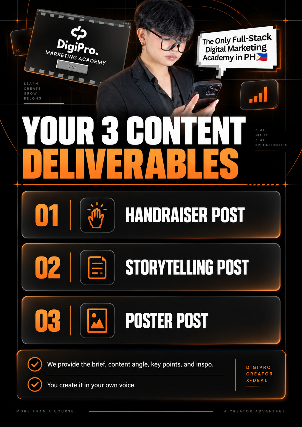 Three content deliverables for creators